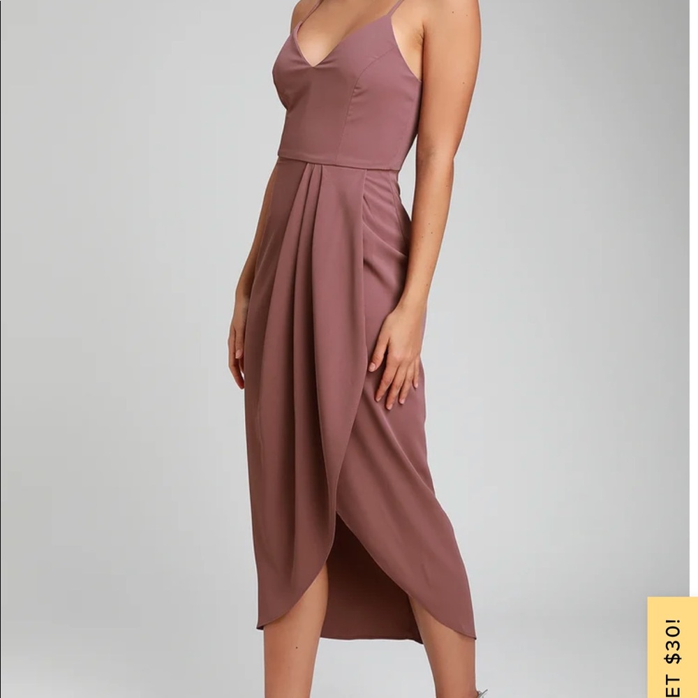 NWOT Lulu’s Reinette Mauve purple midi dress